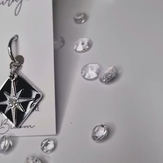 Black & Silver Star Hoop Earrings | Handcrafted Jewellery | Whimsical gift for her