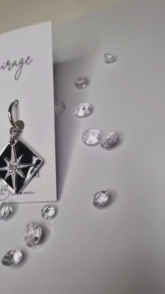 Black & Silver Star Hoop Earrings | Handcrafted Jewellery | Whimsical gift for her