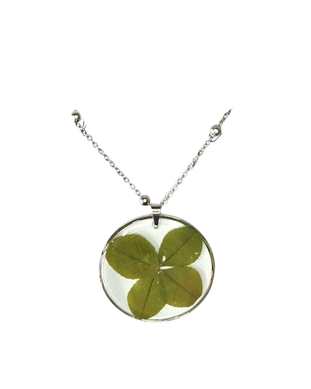 Lucky 4 Leaf Clover Resin Pendant Necklace