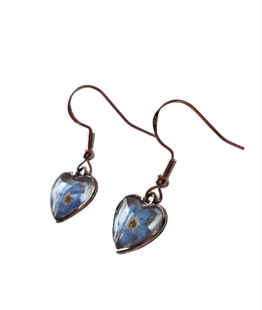 Forget Me Not Heart Reain Earrings sterling silver