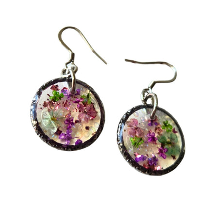 Real Flower Resin Statement Drop Earrings