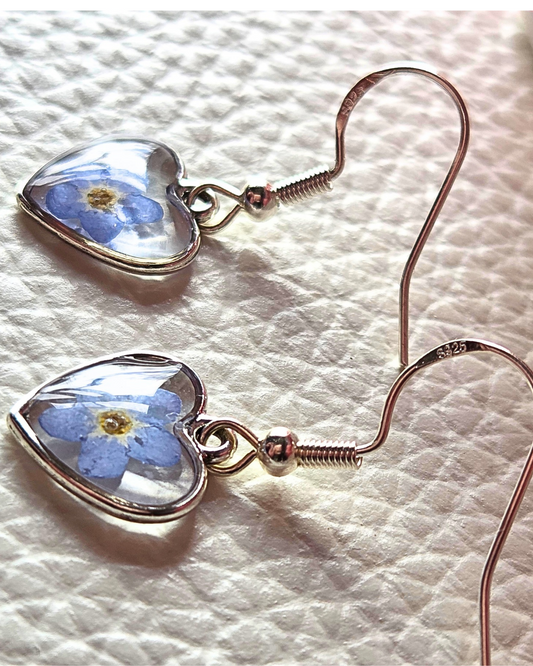 Forget Me Not Heart Reain Earrings sterling silver