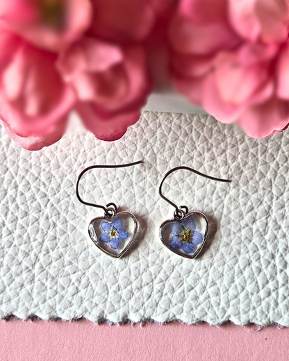 Forget Me Not Heart Reain Earrings sterling silver