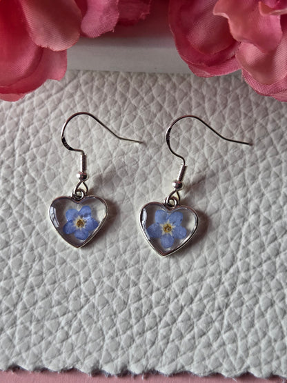 Forget Me Not Heart Reain Earrings sterling silver